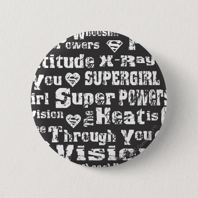 Supergirl Distressed Text 6 Cm Round Badge (Front)