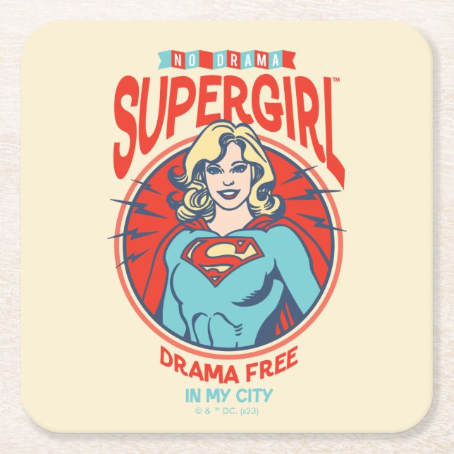 Supergirl Drama Free In My City Square Paper Coaster (Front)
