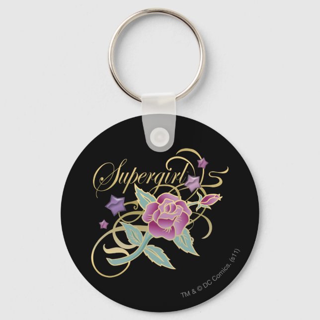 Supergirl Fancy Roses Key Ring (Front)