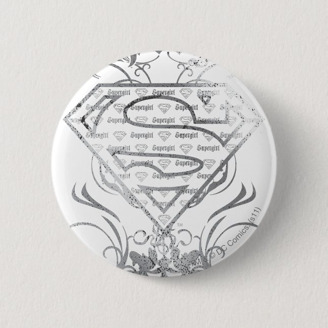Supergirl Fancy Silver Logo 6 Cm Round Badge (Front)