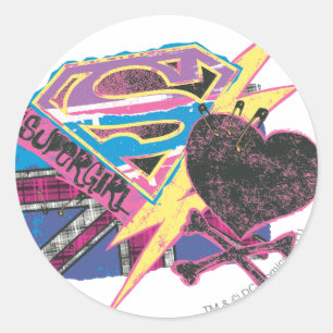 Supergirl Flag and Crossbones Classic Round Sticker