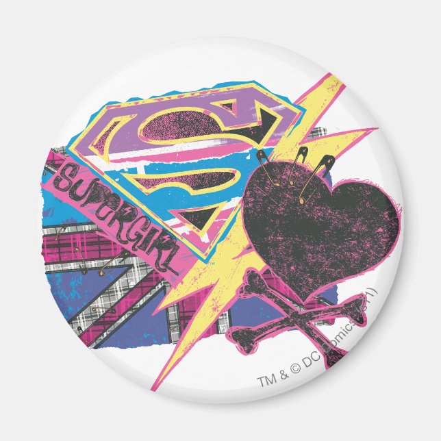 Supergirl Flag and Crossbones Magnet (Front)