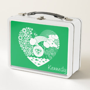Supergirl Floral Peace Heart Graphic Metal Lunch Box