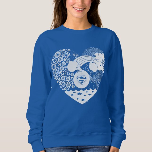Supergirl Floral Peace Heart Graphic Sweatshirt (Front)