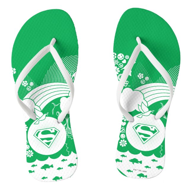 Supergirl Floral Peace Heart Graphic Thongs (Footbed)