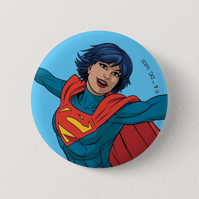 Supergirl Flying in Blue Suit 6 Cm Round Badge (Front)