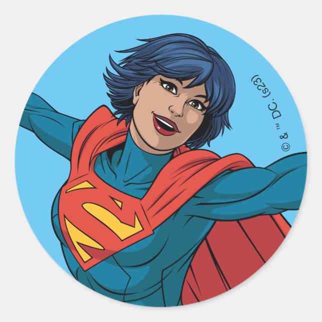 Supergirl Flying in Blue Suit Classic Round Sticker (Front)