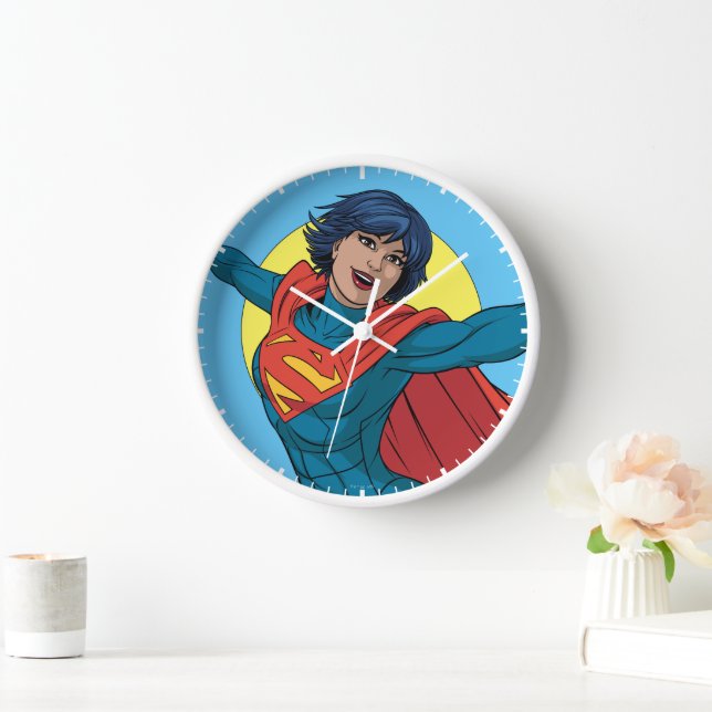 Supergirl Flying in Blue Suit Clock (Home)