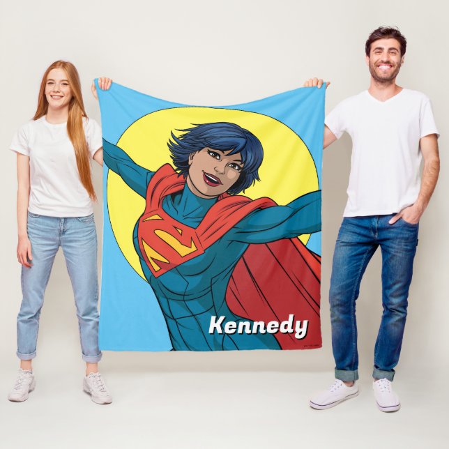 Supergirl Flying in Blue Suit Fleece Blanket (In Situ)