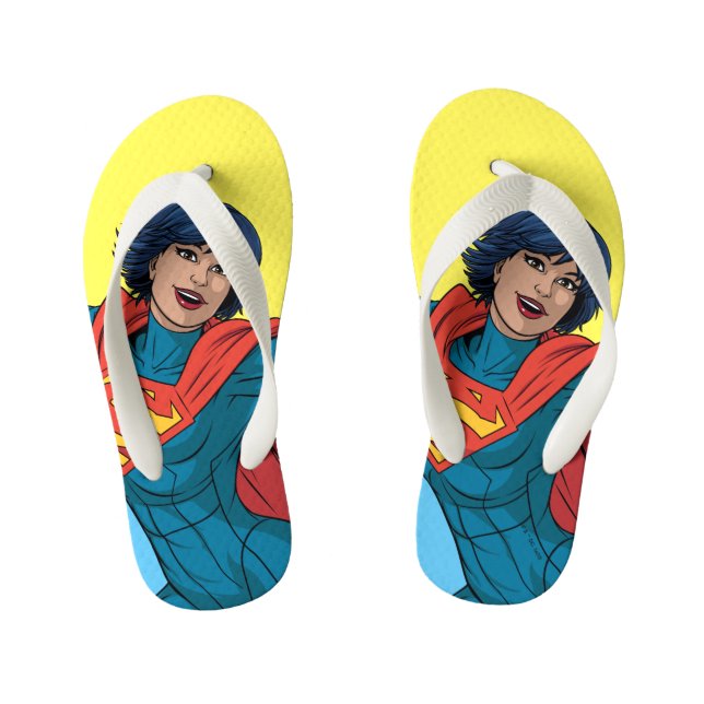 Supergirl Flying in Blue Suit Kid's Thongs (Footbed)