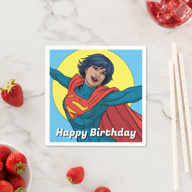 Supergirl Flying in Blue Suit Napkin (Insitu)