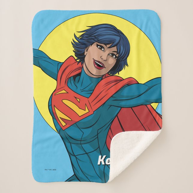 Supergirl Flying in Blue Suit Sherpa Blanket (Front)