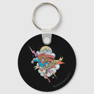 Supergirl Flying Lightning Tattoo Key Ring