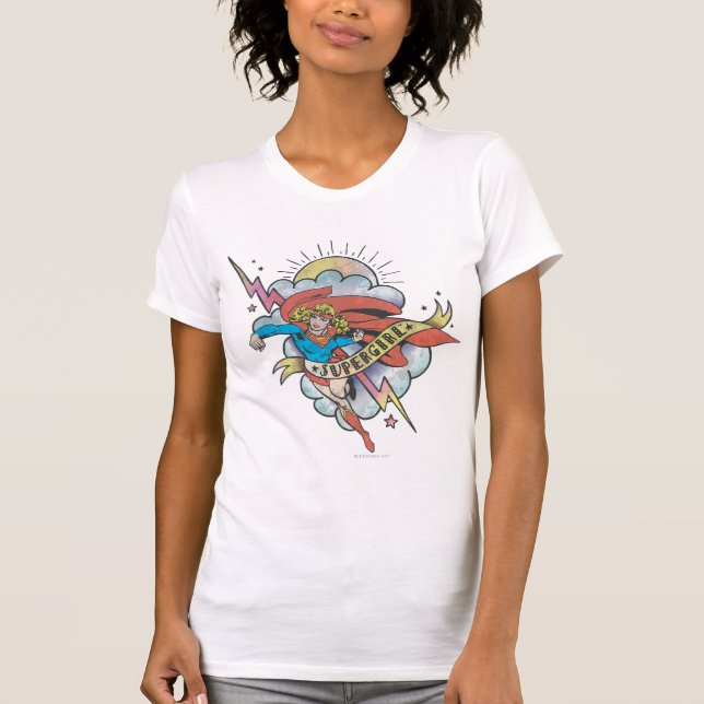 Supergirl Flying Lightning Tattoo T-Shirt (Front)