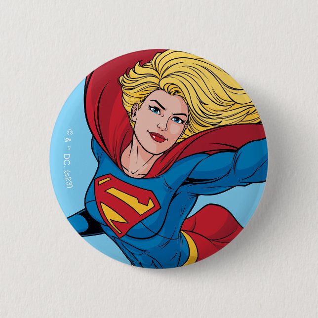 Supergirl Flying Upwards Illustration 6 Cm Round Badge (Front)