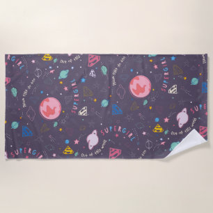 Supergirl Flying Upwards Illustration Beach Towel