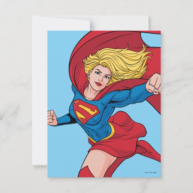 Supergirl Flying Upwards Illustration Card (Front)