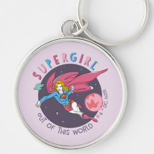 Supergirl Flying Upwards Illustration Key Ring