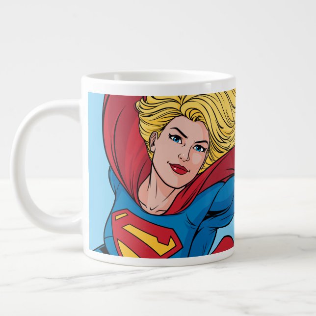Supergirl Flying Upwards Illustration Large Coffee Mug (Left)