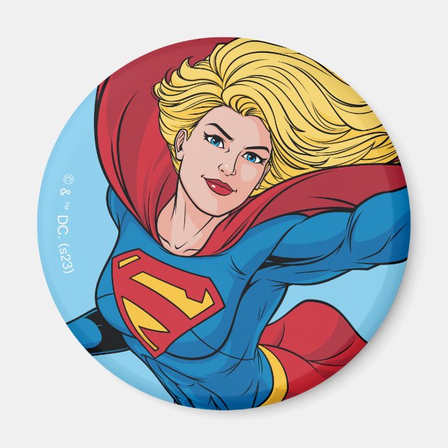 Supergirl Flying Upwards Illustration Magnet (Front)