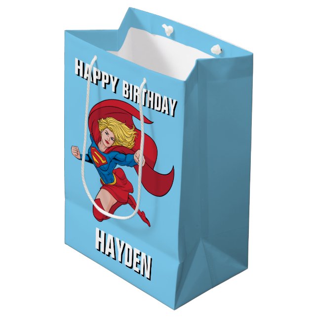 Supergirl Flying Upwards Illustration Medium Gift Bag (Front Angled)
