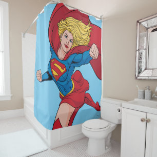 Supergirl Flying Upwards Illustration Shower Curtain