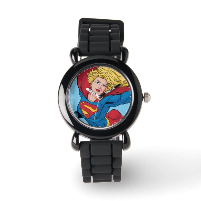 Supergirl Flying Upwards Illustration Watch (Front)