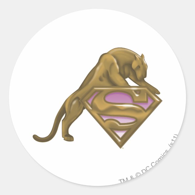Supergirl Golden Cat Classic Round Sticker (Front)