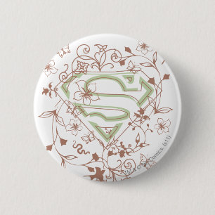Supergirl Green Floral Logo 6 Cm Round Badge