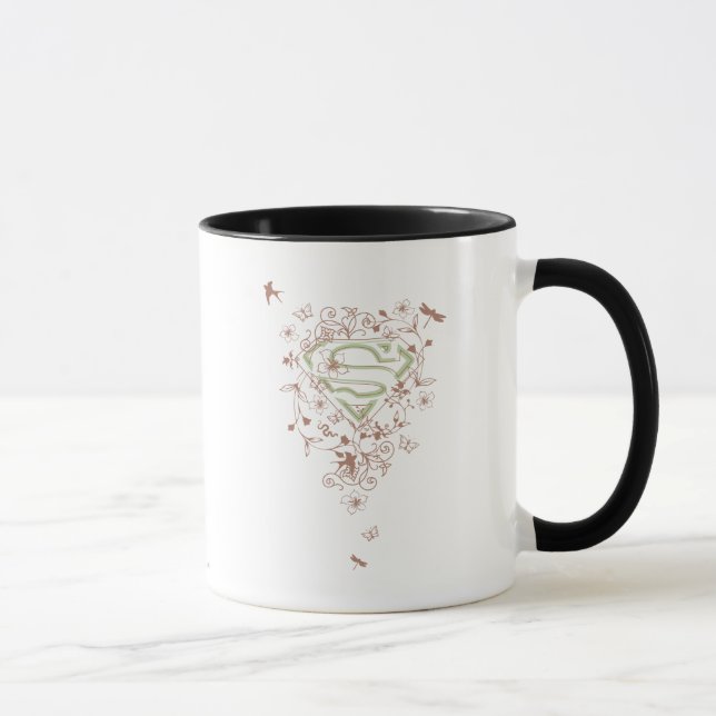 Supergirl Green Floral Logo Mug (Right)