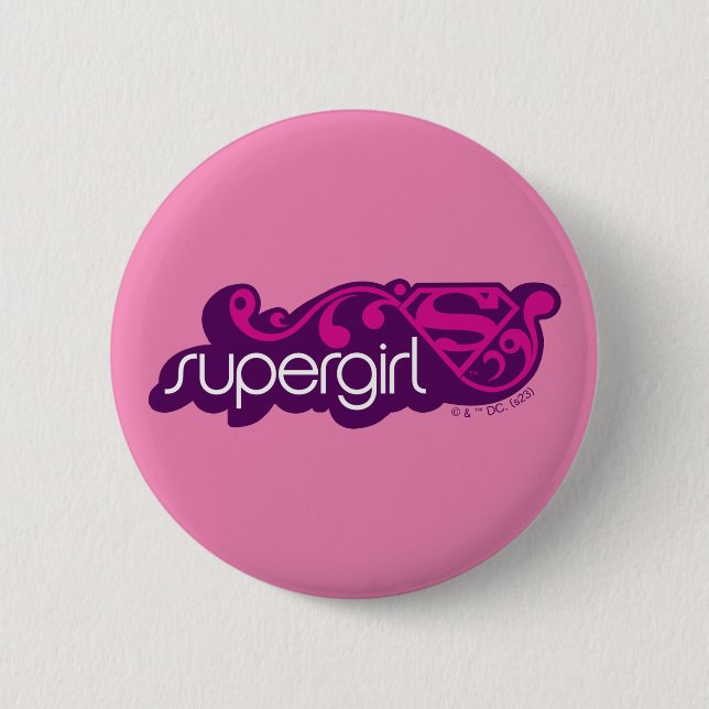 Supergirl Groovy Name and S-Shield 6 Cm Round Badge (Front)