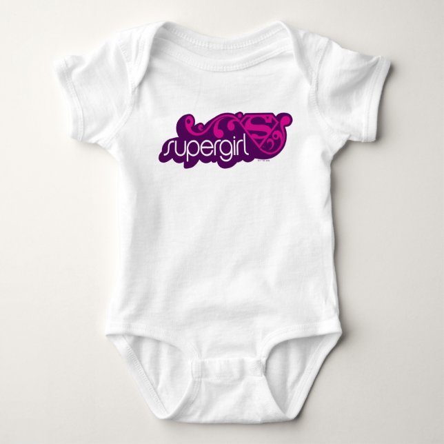 Supergirl Groovy Name and S-Shield Baby Bodysuit (Front)