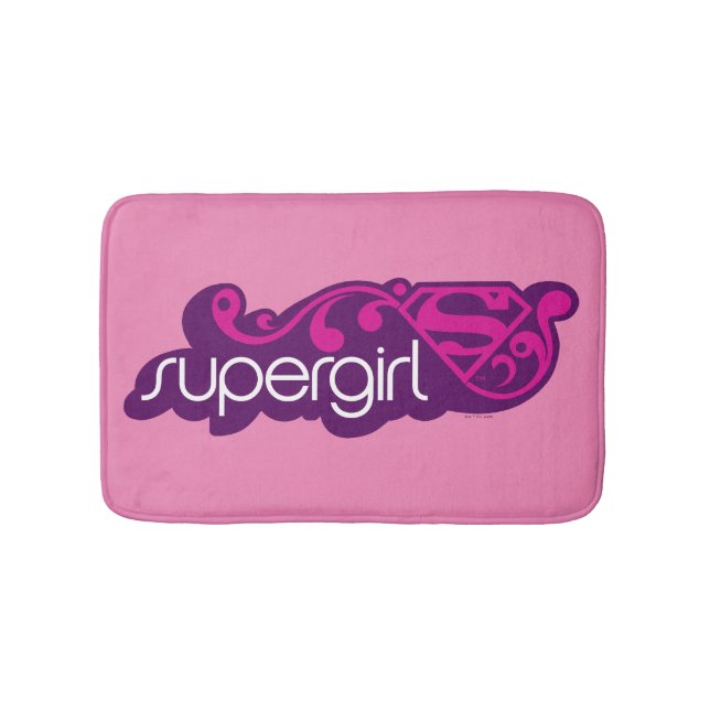 Supergirl Groovy Name and S-Shield Bath Mat (Front)