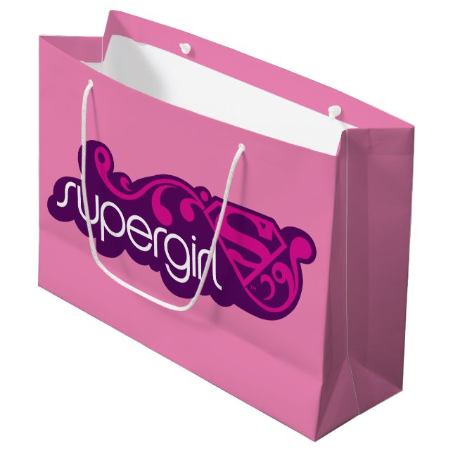 Supergirl Groovy Name and S-Shield Large Gift Bag (Front Angled)