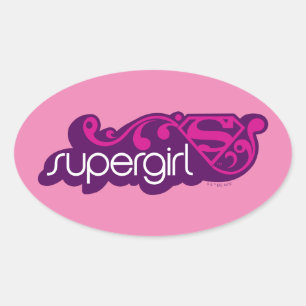 Supergirl Groovy Name and S-Shield Oval Sticker