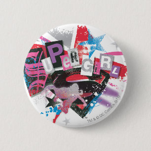 Supergirl Grunge Design 6 Cm Round Badge