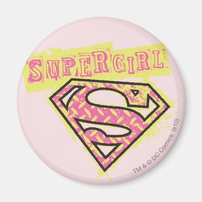 Supergirl Grunge Logo Pink Magnet (Front)