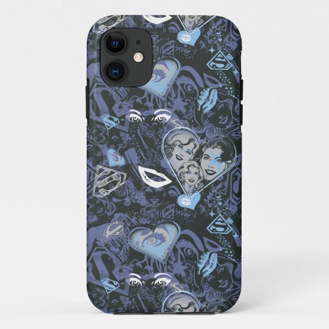 Supergirl Hearts and Lips Pattern Case-Mate iPhone Case (Back)