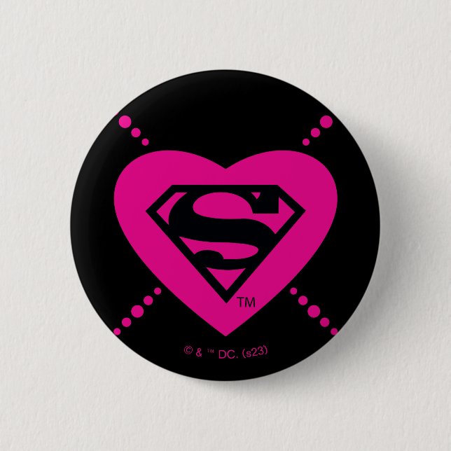 Supergirl Hearts Diagonal Pattern 6 Cm Round Badge (Front)