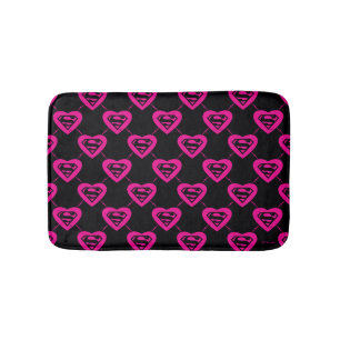 Supergirl Hearts Diagonal Pattern Bath Mat