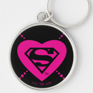 Supergirl Hearts Diagonal Pattern Key Ring