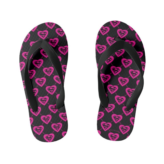 Supergirl Hearts Diagonal Pattern Kid's Thongs (Footbed)