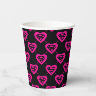 Supergirl Hearts Diagonal Pattern Paper Cups