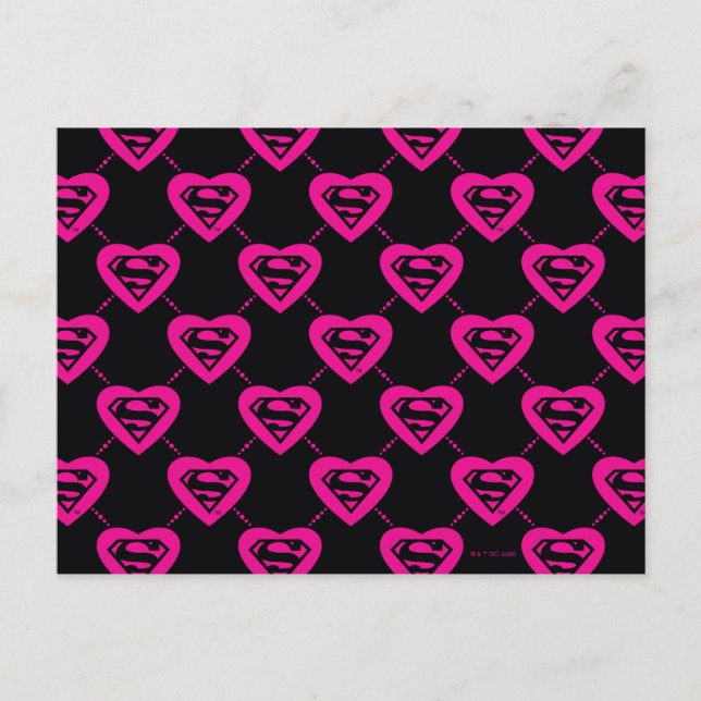 Supergirl Hearts Diagonal Pattern Postcard (Front)