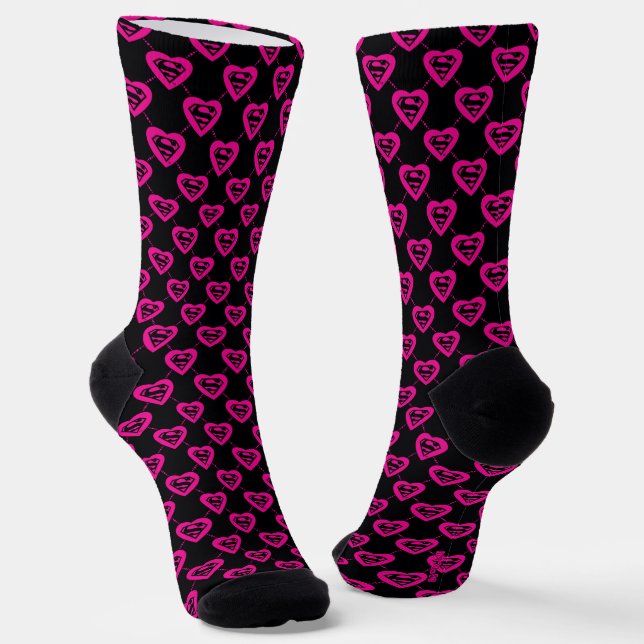Supergirl Hearts Diagonal Pattern Socks (Angled)