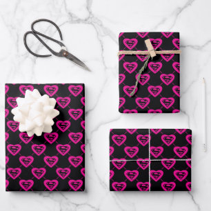 Supergirl Hearts Diagonal Pattern Wrapping Paper Sheet
