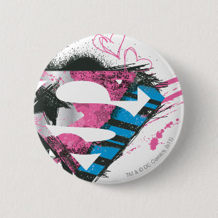 Supergirl Hearts Logo 6 Cm Round Badge