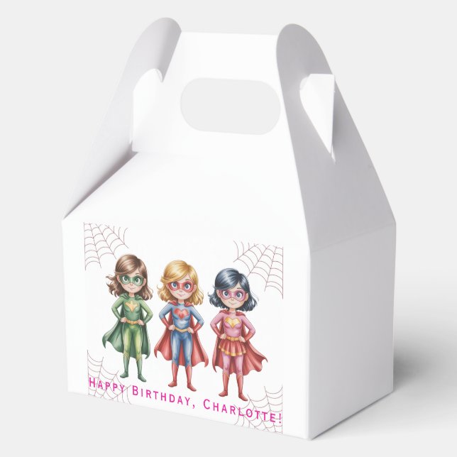 Supergirl Heroes Birthday Party For Girls Favour Box (Front)