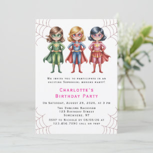 Supergirl Heroes Birthday Party For Girls Invitation