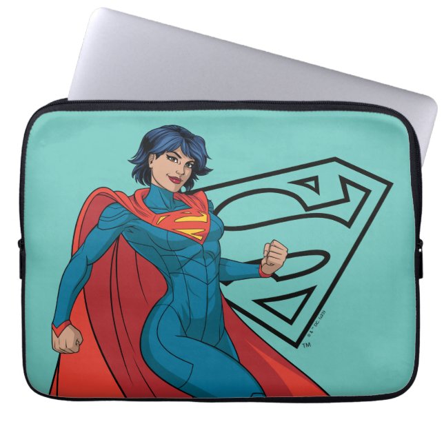 Supergirl Hovering in Blue Suit Laptop Sleeve (Front)